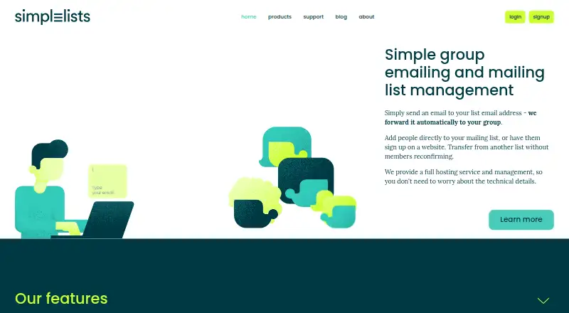 Simplelists's website