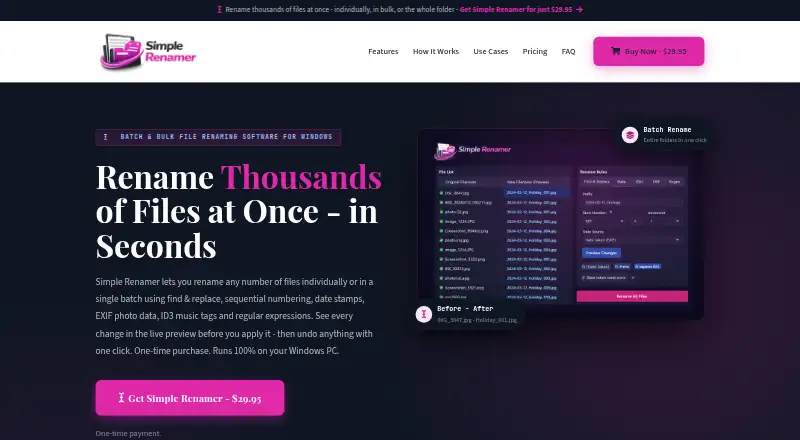 The Simple Renamer homepage