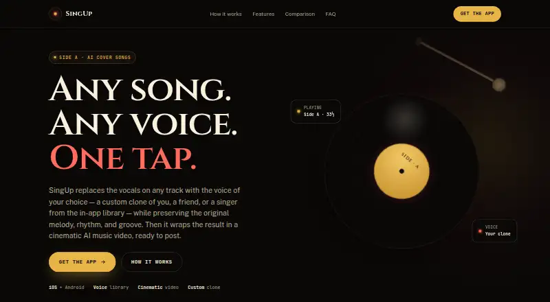 SingUp AI's website