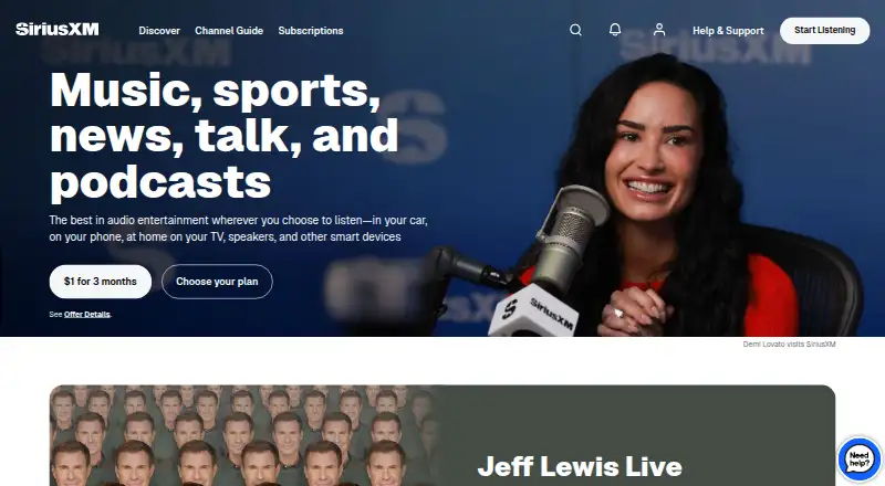 SiriusXM's website
