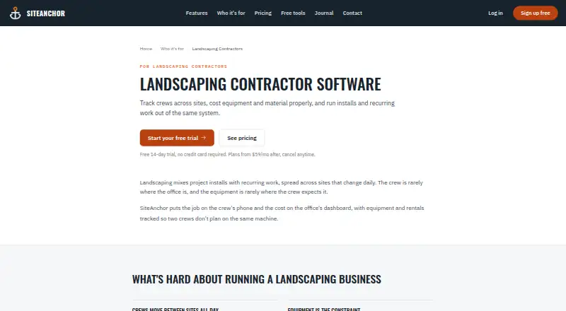 The SiteAnchor homepage