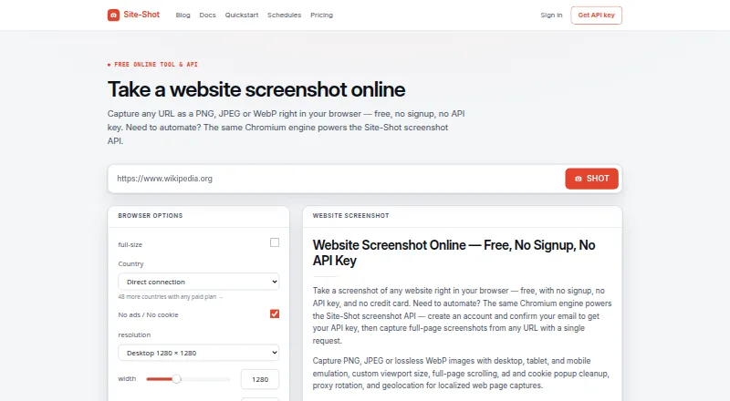 Site-Shot's website