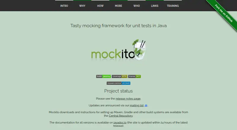 Mockito's website
