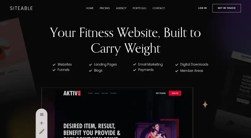 The Siteable homepage