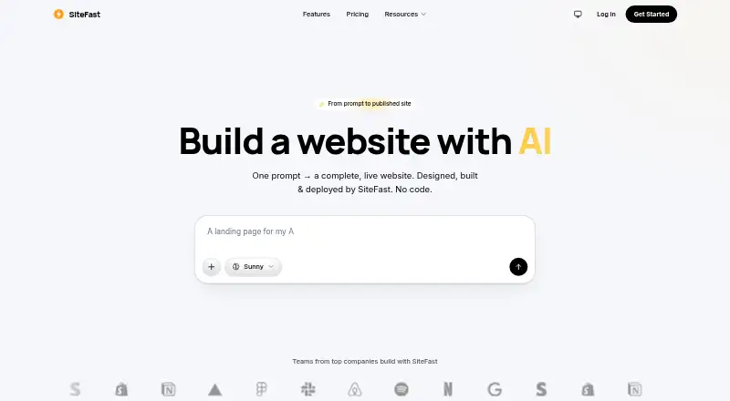 SiteFast AI's website