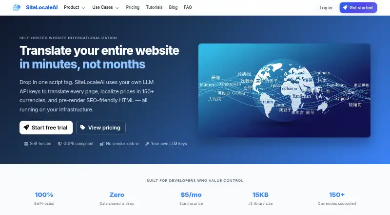 SiteLocaleAI's website