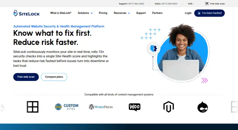 The SiteLock homepage