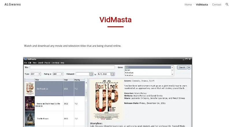 VidMasta's website
