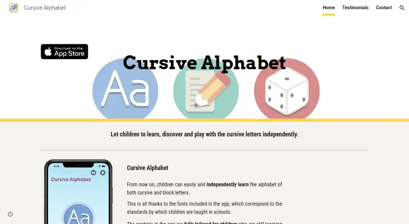 Handwriting Tracing Practice's website
