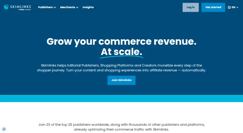 The Skimlinks homepage