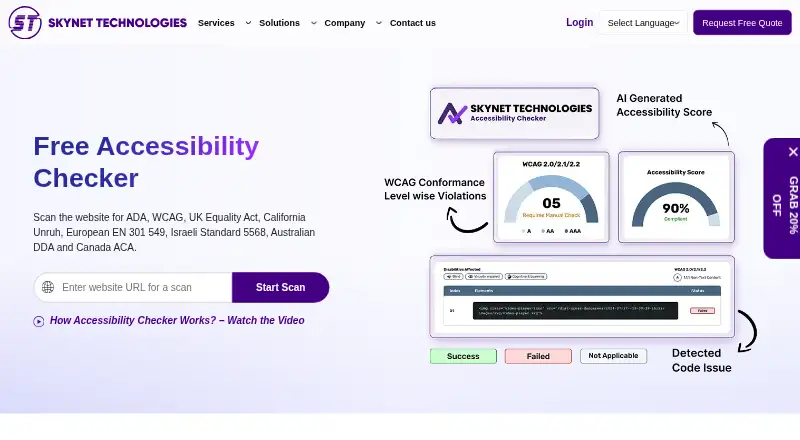 The Free Website Accessibility Checker homepage
