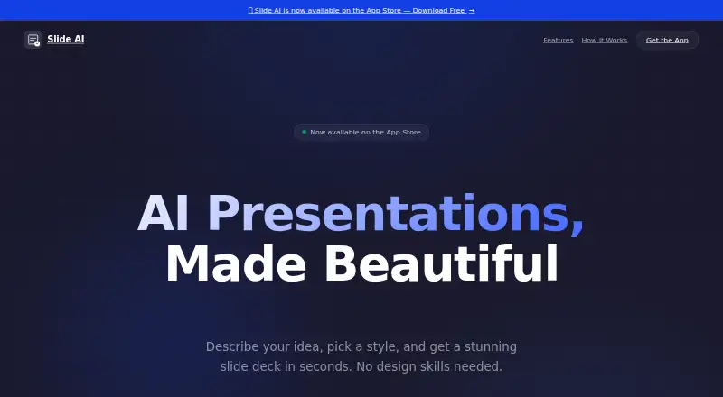The Slide AI homepage