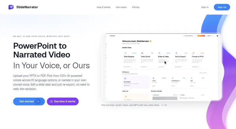 SlideNarrator's website