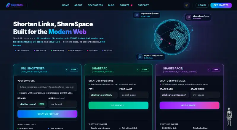 SlightURL's website