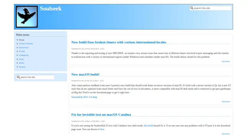 The Soulseek homepage