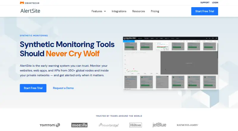 AlertSite's website