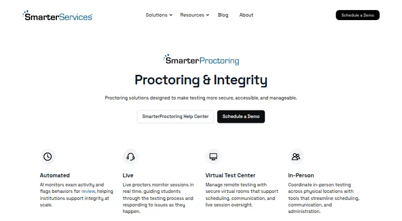 SmarterProctoring's website