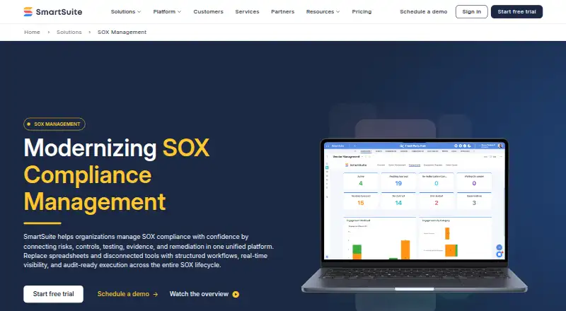 SmartSuite SOX Management's website
