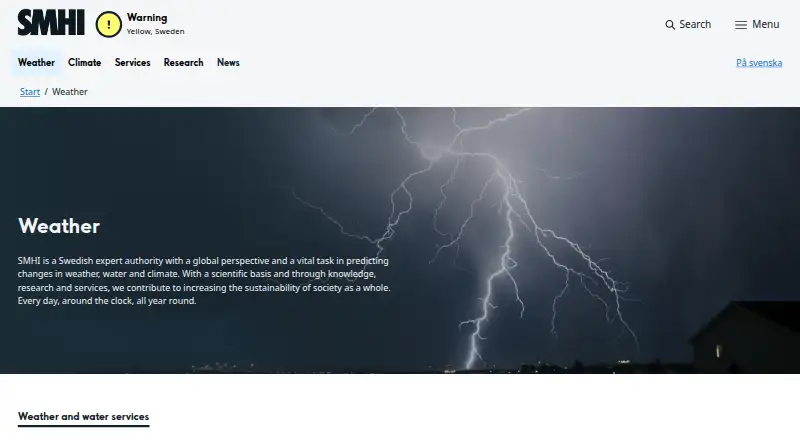 SMHI Weather's website