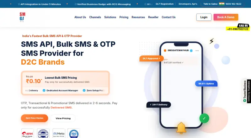 SMSGatewayHub's website