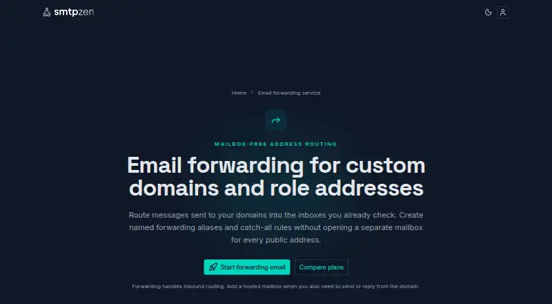 SMTP Zen Email Forwarding's website