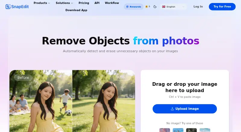 SnapEdit Remove Object's website