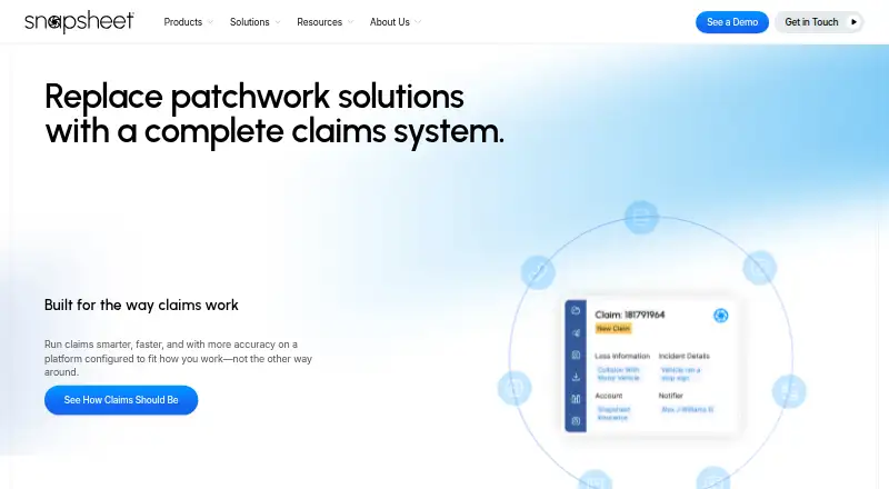Snapsheet Claims's website