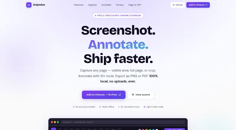 The Snipwise homepage