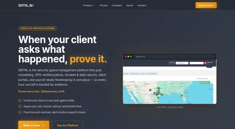 The SNTNL homepage
