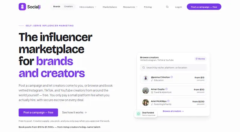 The Socialji homepage