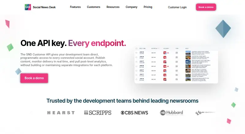 Social News Desk API's website