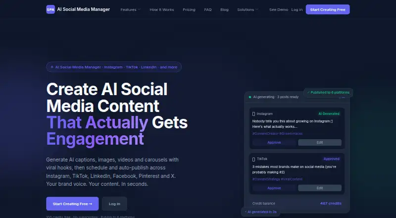 SPA AI Social Media Manager's website