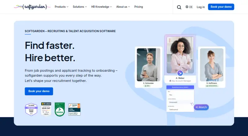 The softgarden homepage