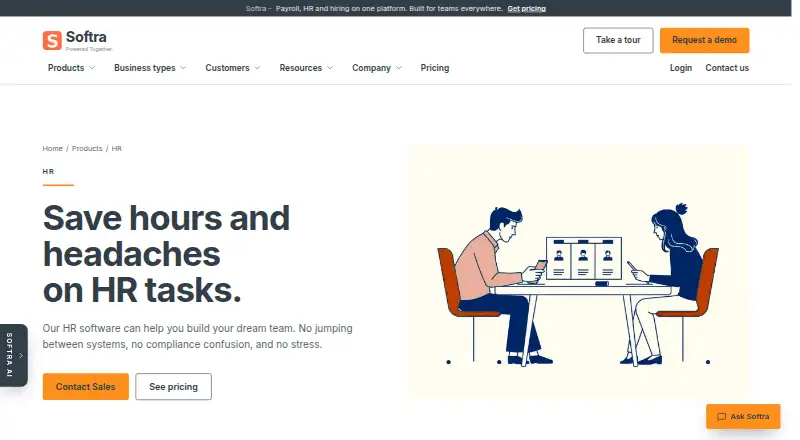 The Softra HR homepage