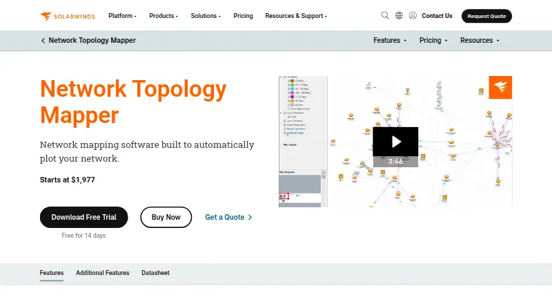 The SolarWinds Network Topology Mapper homepage