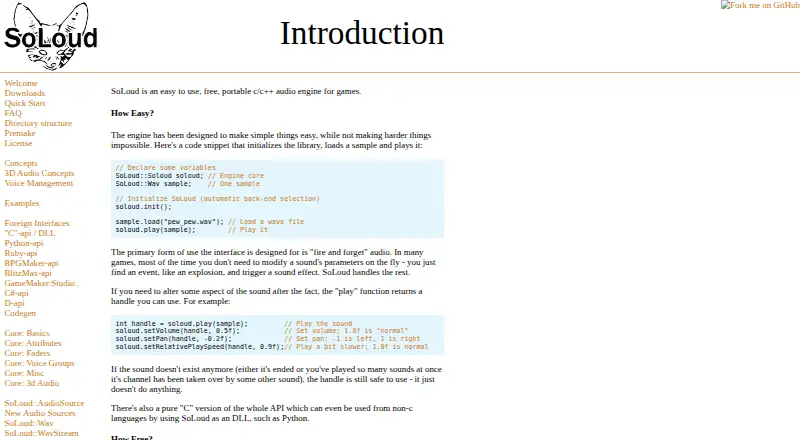 SoLoud's website