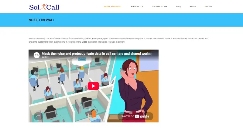 SoliCall Noise Firewall's website