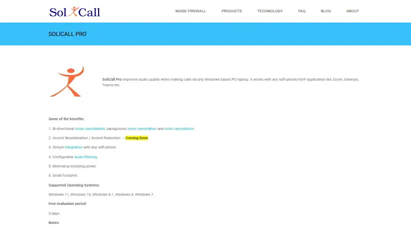 SoliCall Pro's website