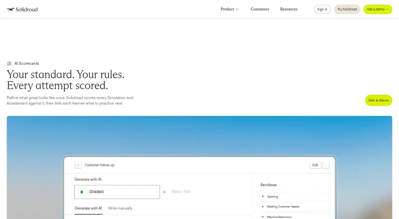 Solidroad AI Scorecards's website