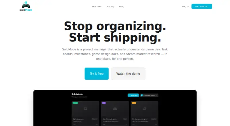 The SoloMode homepage