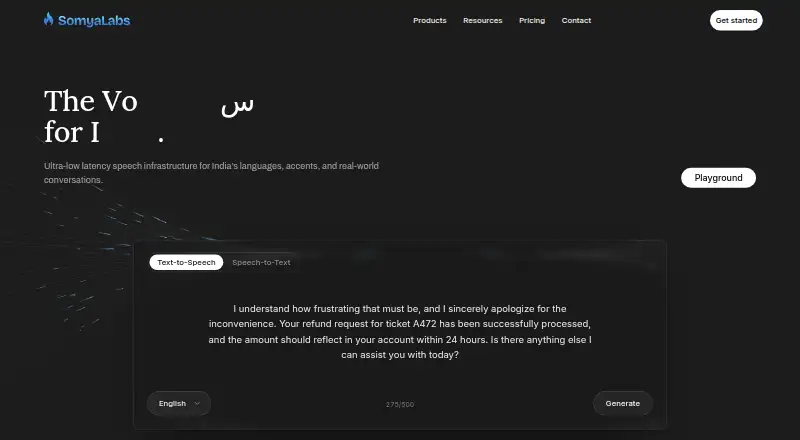 The Somya AI homepage