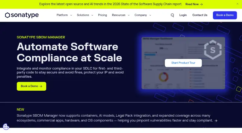 Sonatype SBOM Manager's website
