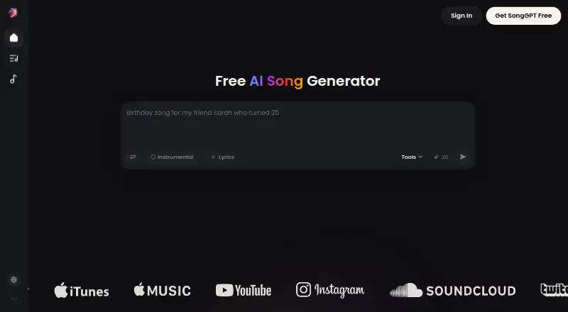 The SongGPT homepage