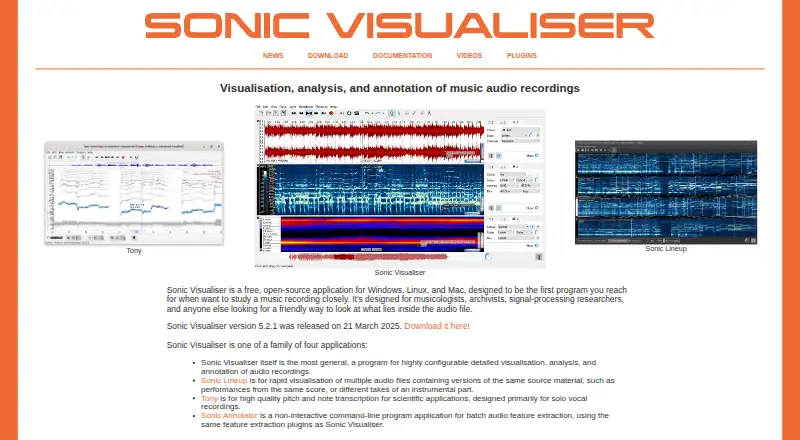 The Sonic Visualiser homepage