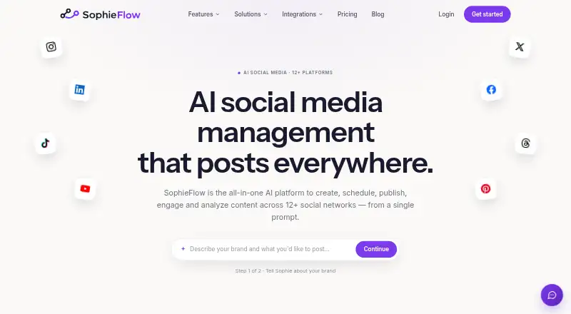 The SophieFlow homepage