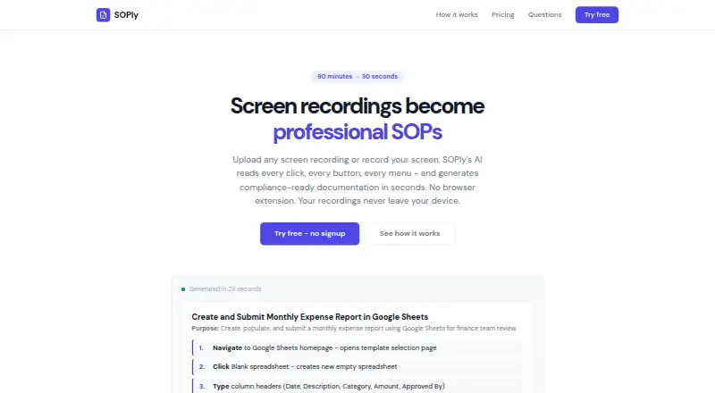 SOPly's website