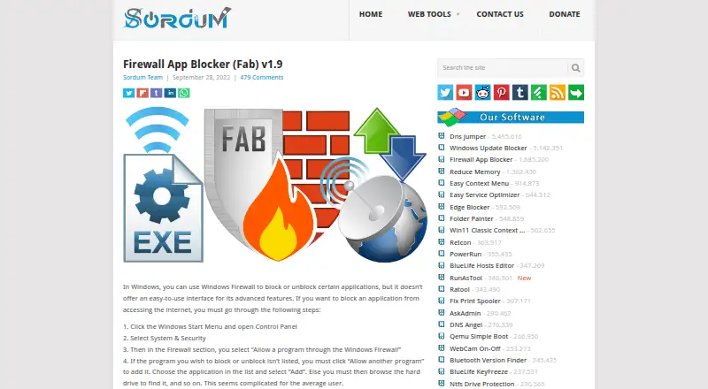 Firewall App Blocker's website