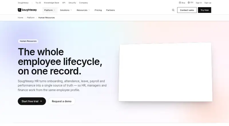The Soughteasy HR homepage