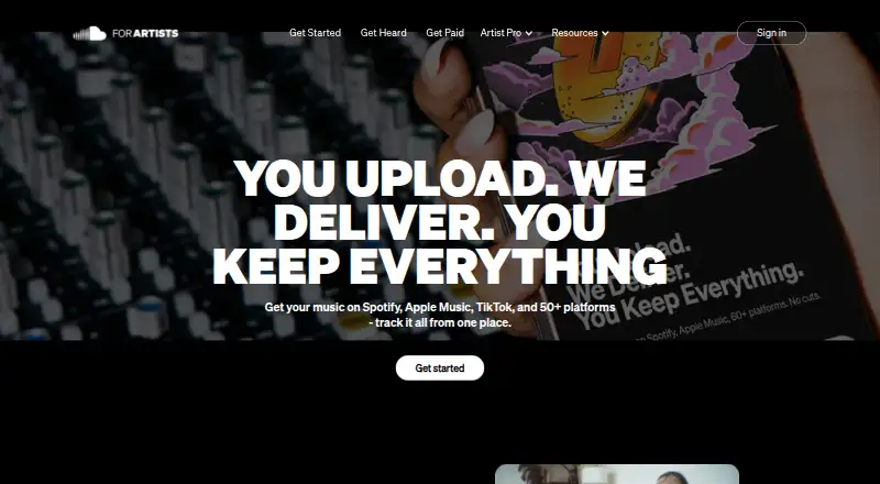 SoundCloud for Artists's website