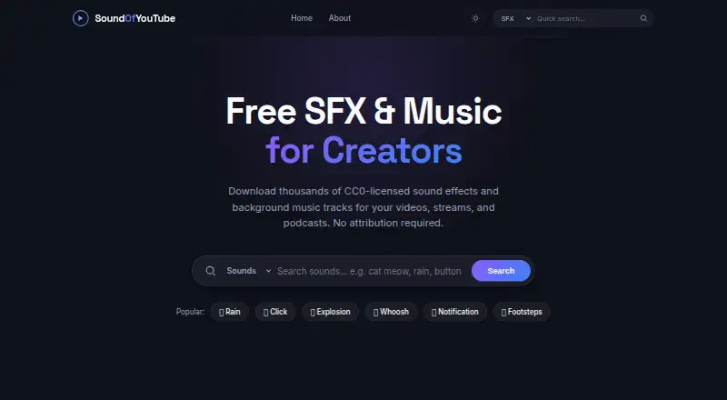 The SoundOfYouTube homepage